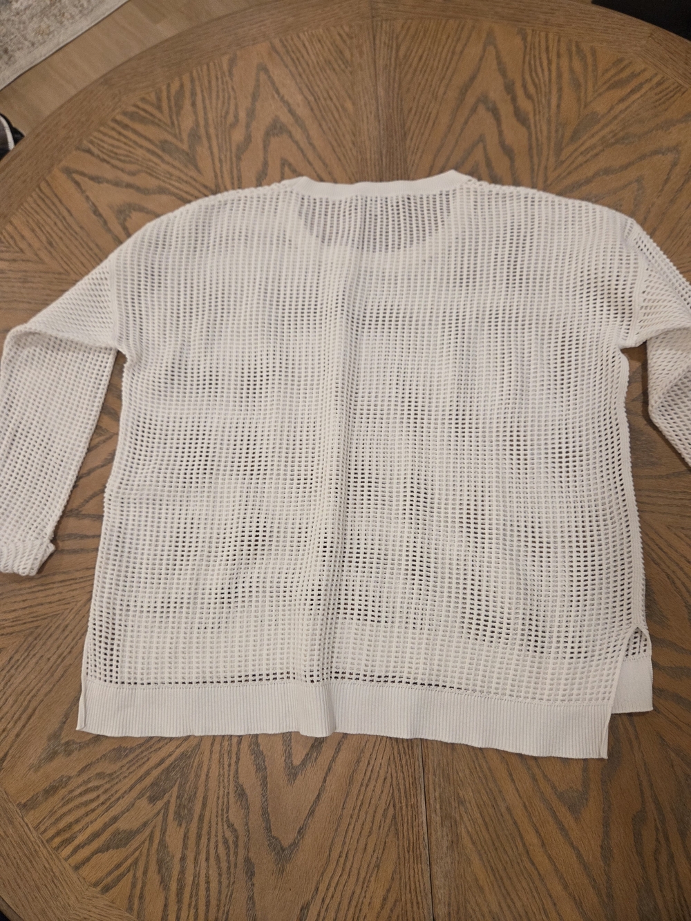 Madewell Open Knit Pullover Sweater Size Medium Cream White Cotton Mesh Boho - Picture 2 of 4